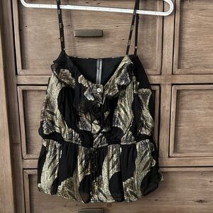 Anthropologie Black and Gold Tank Top